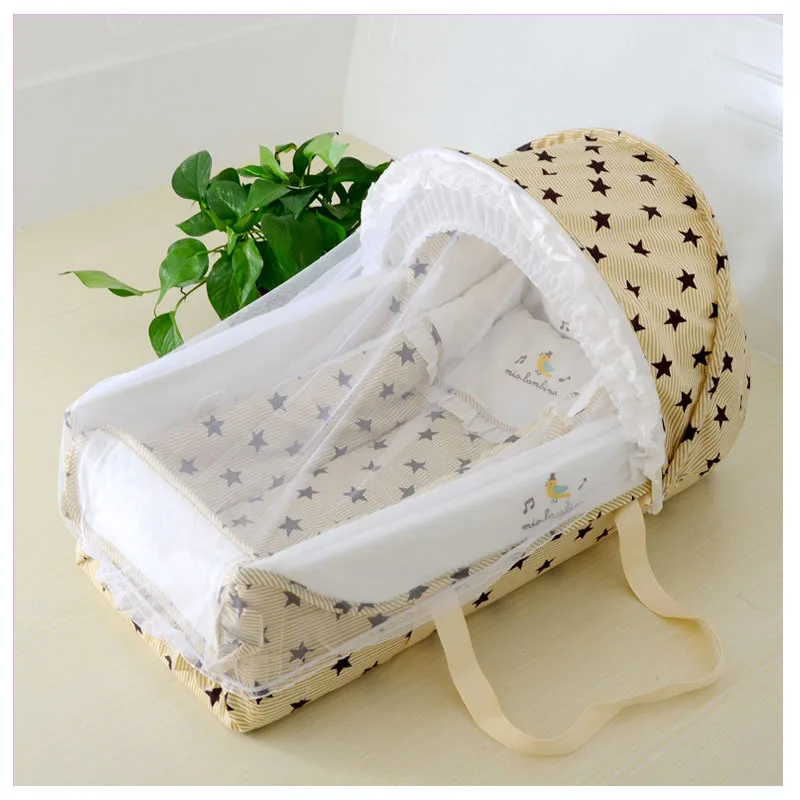 Quality Baby Sleeping Basket Portable Newborn Cradle Bed with Awning