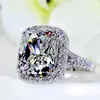 Taille 5-11, 192 pièces de petite zircone 10ct, grosses pierres simulées, avec pavé de mariage pour femmes, bague de bande pour amoureux, AAA CZ 14kt, or blanc ► Photo 1/6