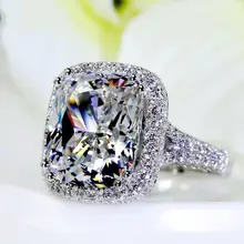Tamaño 5-11 Completo 192 unids Tiny Zirconia 10ct Big Simulado piedras AAA CZ Pavimenta 14kt oro blanco llenó el anillo de Boda Mujeres Band Anillos de Los Amantes