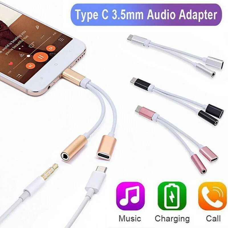 

Two in One USB-C Type C To 3.5mm Audio Aux Jack Fast Charger Cable For Samsung and Huawei P20