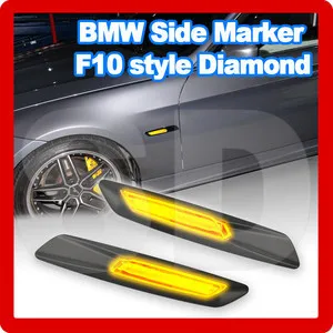 

SD MOTOR Free shipping LED Side Marker for BMW E60E61E81E82E83E87E88 E90 E91 diamond F10 look amber Matt Black