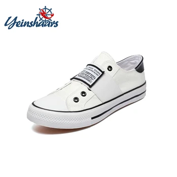 

YEINSHAARS 2019 Men Casual Flats Shoes Slip on Canvas Shoes Weight Light Male Sneakers Canvas Black White Green Fashion Shoes