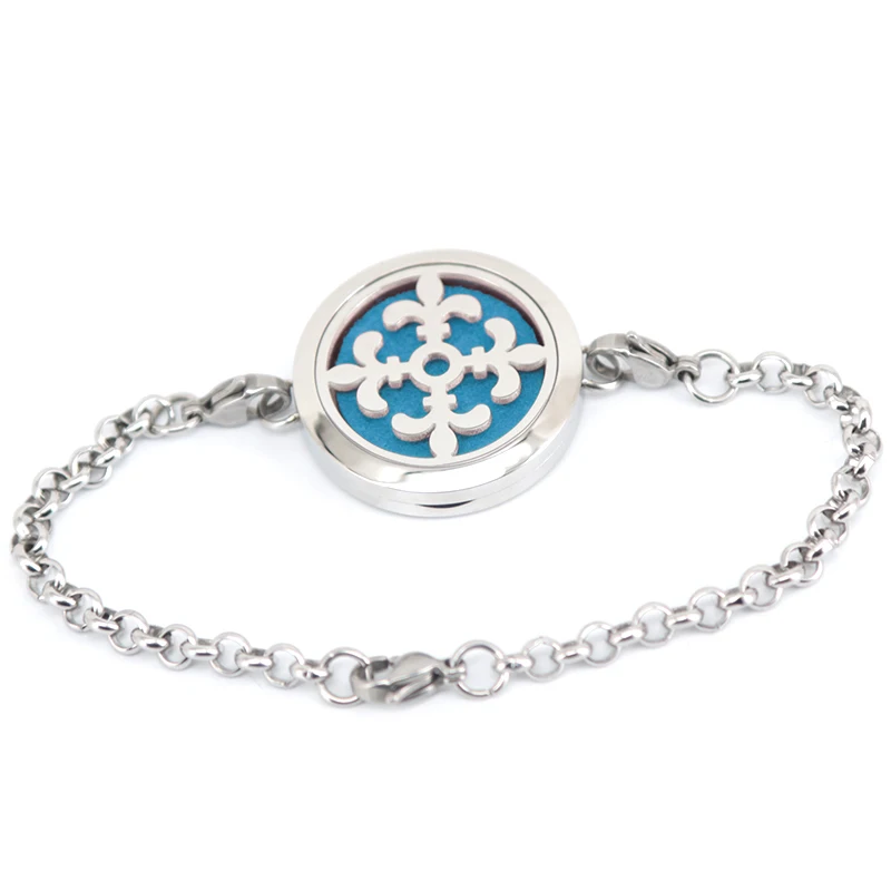 5 шт. Fleur de lis 30 мм эфирные масла для ароматерапии из нержавеющей стали для духов медальон со светорассеивателем браслет(length7-") включает прокладки