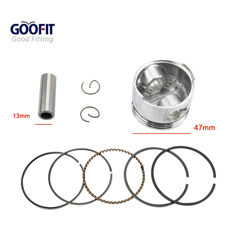 

GOOFIT 47mm Piston Ring 13mm Pin Set Kit Assy for GY6 80cc Moped Motorcyle Accessory Piston K082-062