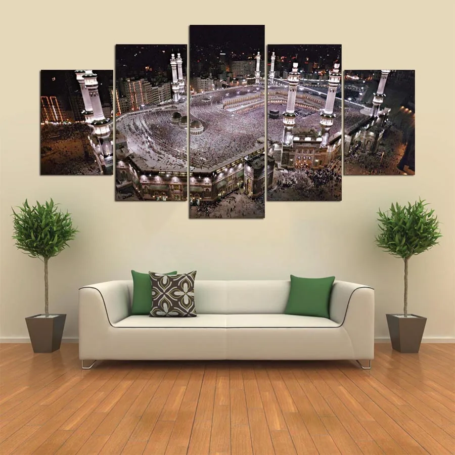 Large Poster HD Printed Painting Canvas 5 Panel Kaaba ...