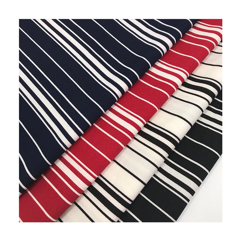 

100D Chaotic Striped Print Chiffon Fabric Thick Chiffon Shirt Pants Apparel Fabric Patchwork Textile Per Meter Material