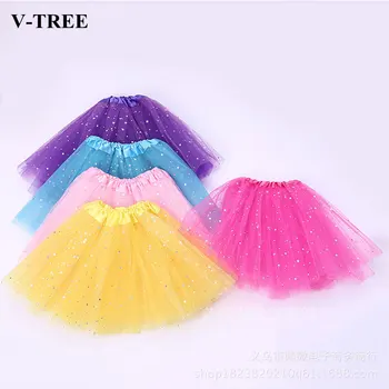 

Children Tutu Skirt Sequins Stars Tulle Skirt For Girls Baby Dance Princess Tutu Kids Three-layer Pettiskirt 2-8T