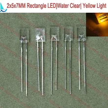 200 шт./лот) прямоугольник 2x5x7 мм 2*5*7 мм Прямоугольный СВЕТОДИОД прозрачное желтое свечение цвет светоизлучающий диод