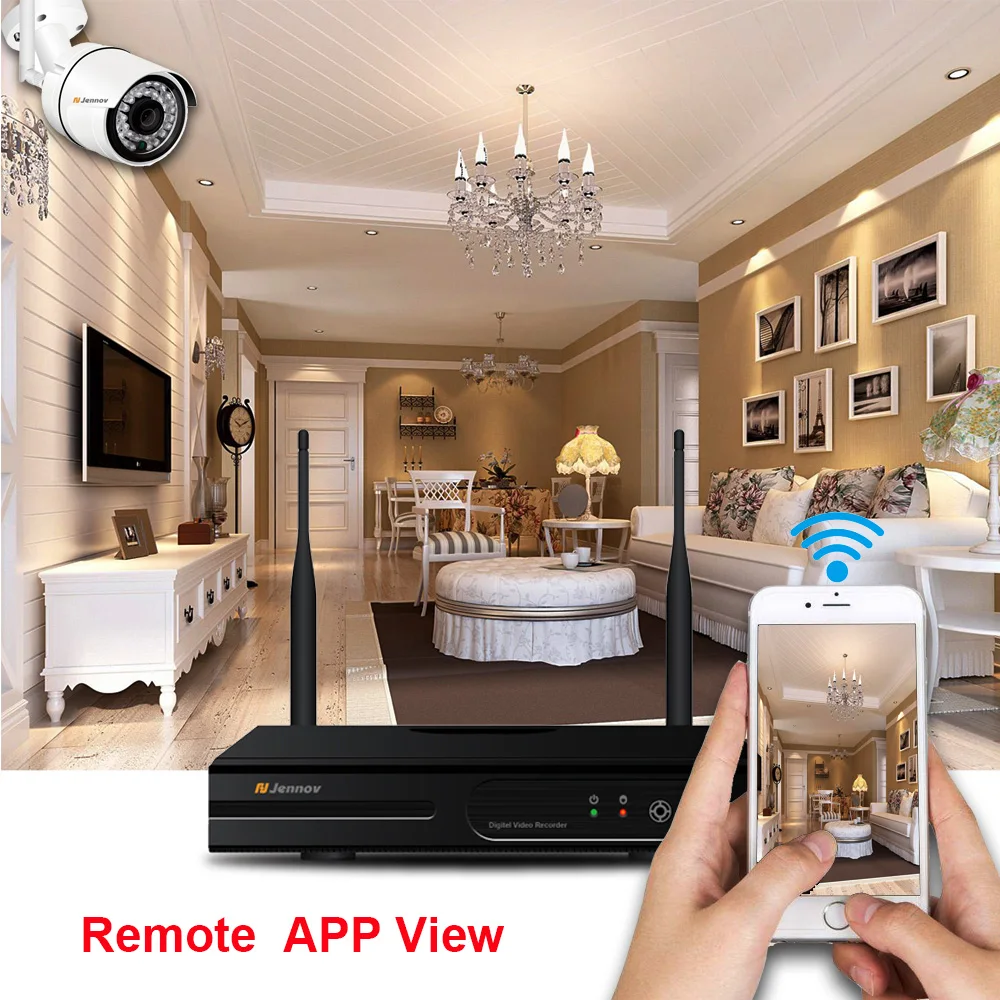 Jennov беспроводная система безопасности камеры 8CH 1080 P 1" Сетевой видеорегистратор LCD 2.0MP комплект видеонаблюдения наружное Аудио CCTV Wifi Домашняя безопасность