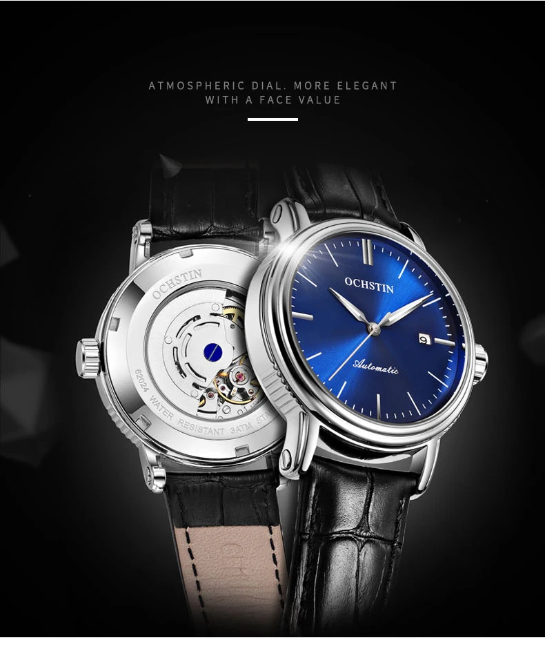 Роскошные Лидирующий бренд OCHSTIN Мужские механические часы Скелет автоматические модные синие часы мужские часы светящиеся Дата спортивные наручные часы