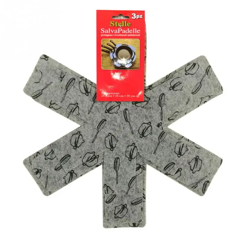

6pcs Pot & Pan Protectors Gray Print Premium Divider Pads to Prevent Scratching Separate and Protect Surfaces for Cookware