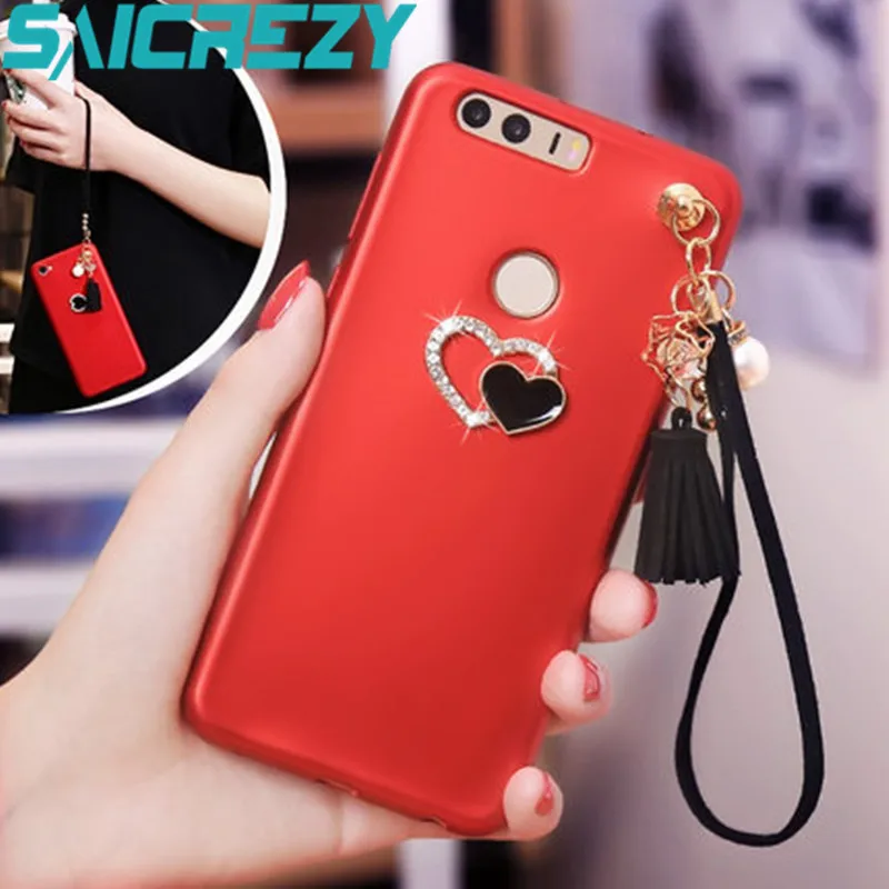 

Love Wrist strap Rope cover For Huawei honor 9 lite P20 P30 mate 20 Pro Y5 Y7 2018 P smart plus 2019 honor 6C Pro 7A Phone Case