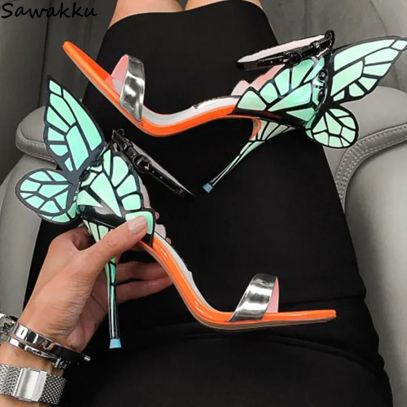 

Summer Elegant Gladiator Sandals Butterfly Wing Ankle-Wrap Soft Leather Heels Angel Wing Elegant Women Pumps Chaussures Femme