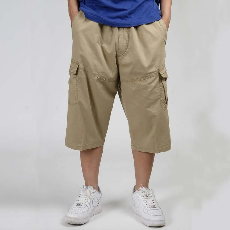 Летние мужские пляжные шорты-карго, хлопковые повседневные свободные хип-хоп шорты-шаровары с карманами, широкие тонкие шорты, большой размер 6XL