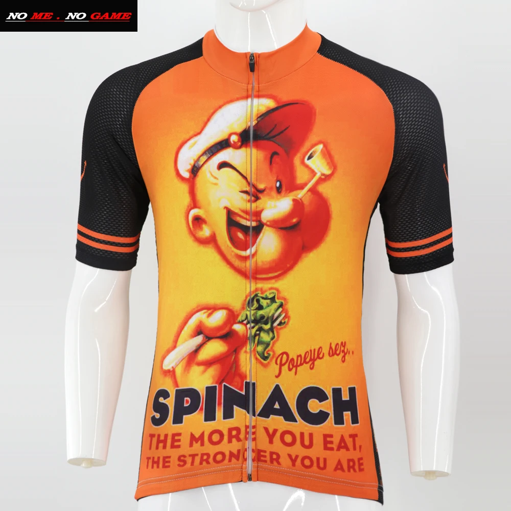 Классическая мужская футболка для велоспорта с рисунком шпината, короткий рукав, летняя дышащая одежда для горного велосипеда, одежда для велоспорта