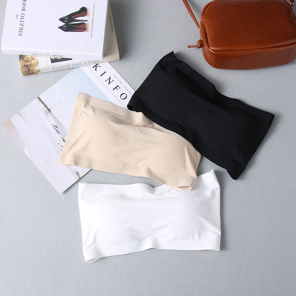 New Soft Ice Silk Women Tube Tops Black White Sexy Comfortable Breathable Casual Tops for Summer Spring Underwear Tubes Top