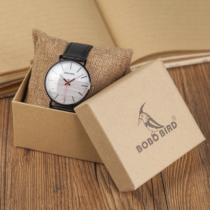 BOBO BIRD Watches Men Japan Movt Quartz Watch Stainless Steel Case Wristwatch Nylon Leather Strap Engrave Logo
