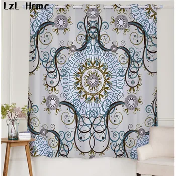 

LzL Home new complex Geometric pattern blackout curtains luxury Chinese 3d fabric curtains window decoration for the bedroom