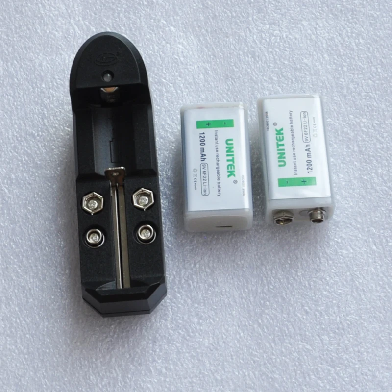 Литий-ионная аккумуляторная батарея UNITEK USB 9V 1200mAh 6F22 li ion cell + US charger для