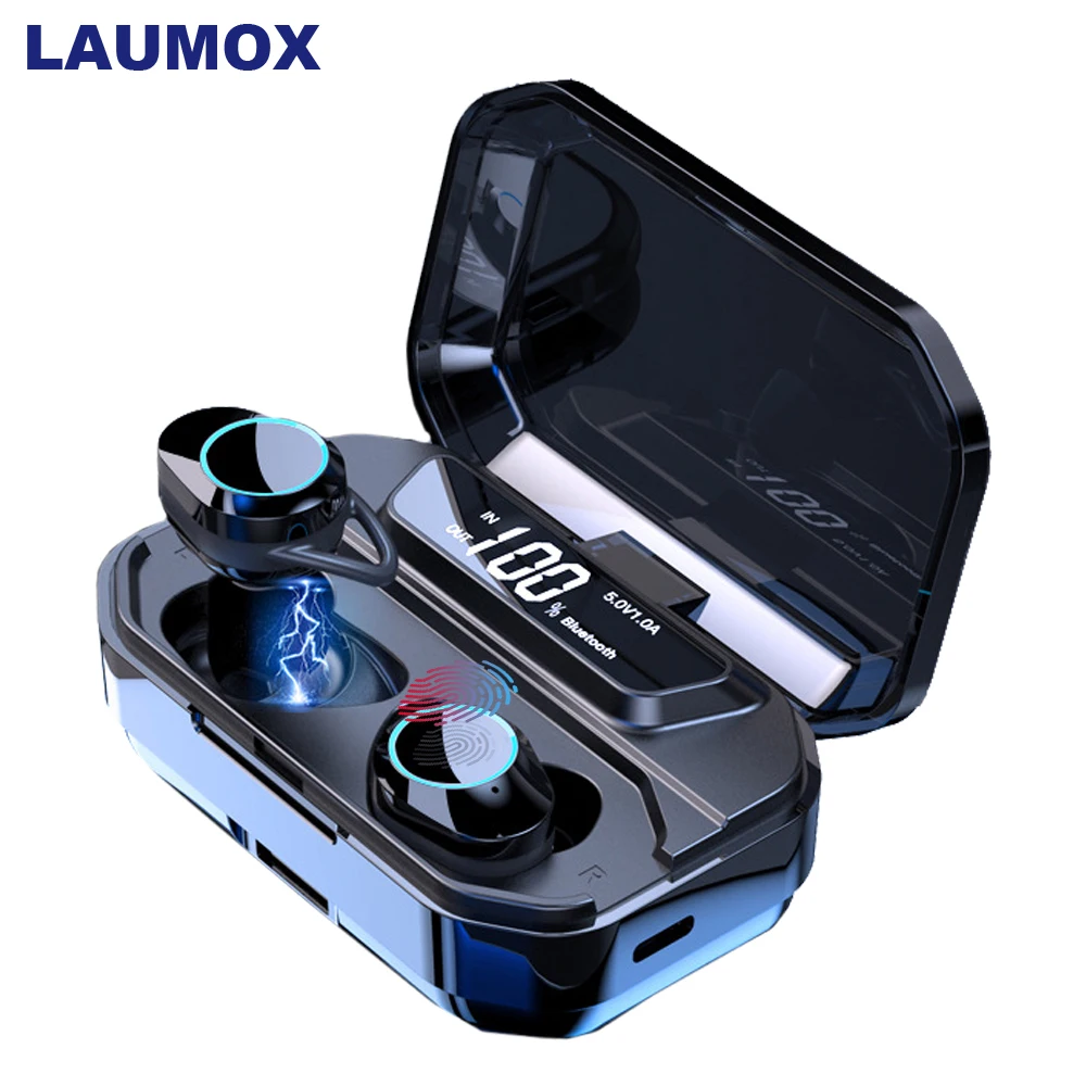 

LAUMOX TWS 6D Stereo HIFI Wireless Bluetooth 5.0 Earphones Mini Digital Display Headset With Charging Box 3300mAh Power Bank