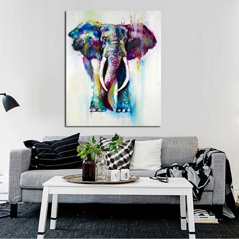 hand painted color animals oil painting hang paintings modern elephant picture for home decor running water - Elephant Home Decor hand painted color animals oil painting hang paintings modern elephant picture for home decor running water - Elephant Home Decor