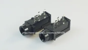 

5 pcs 1/4" 6.35mm Mono phone Jack Headphone Connector 2 conductor 3 contact through hole Right Angle Single Switch