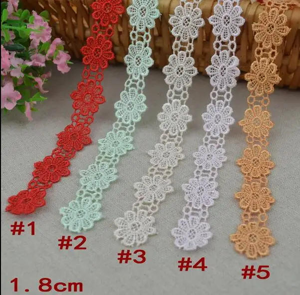 

5 Meters/Lot 1.8cm Width Elegant Guipure Embroidered Flower Lace Trim Flower Sewing Crochet Trim Clothes Hat DIY Ribbon