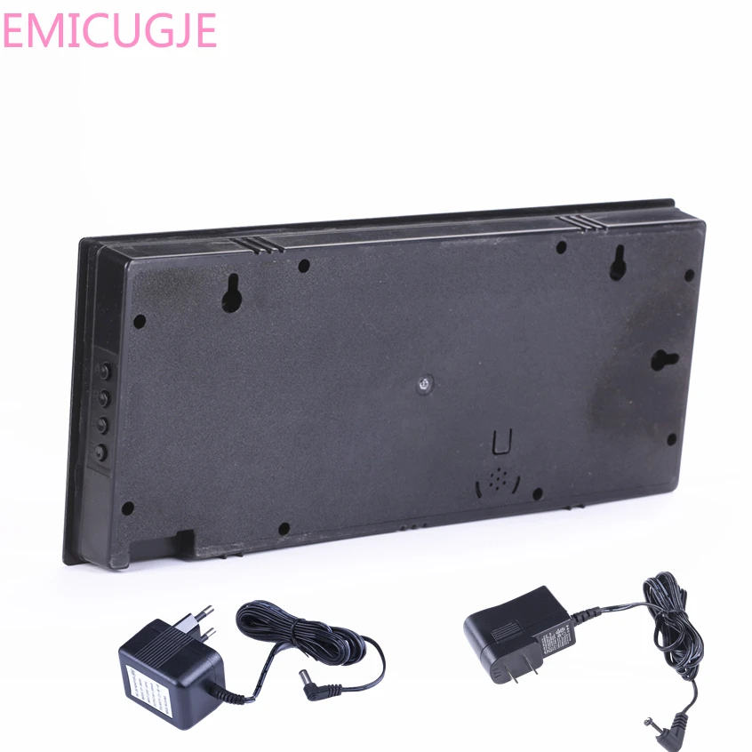 Con termómetro de tiempo libre memoria reloj grandes números plugin reloj de alarma de la sala de 6 dígitos led Reloj de pared con calendario Con termómetro de tiempo libre memoria reloj grandes números plugin reloj de alarma de la sala de 6 dígitos led Reloj de pared con calendario