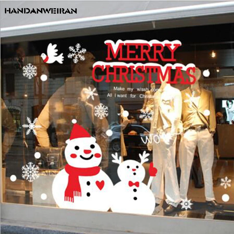 Neue Schneemann Weihnachten Windows Paste PVC Entfernbare Wandaufkleber 