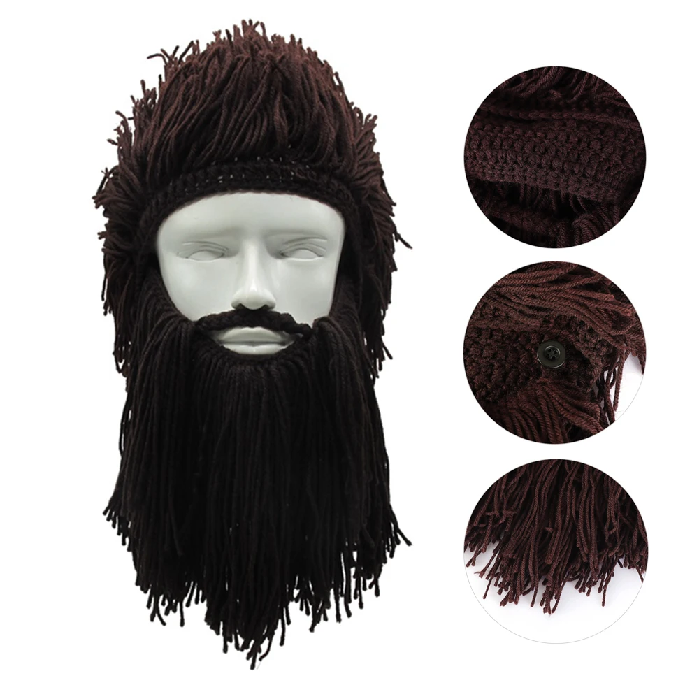 Креативная Шапка-бини варвара, костюм для косплея на Хэллоуин, вязаная шапка унисекс с бородой Викинга, зимняя теплая забавная Лыжная маска, шапка