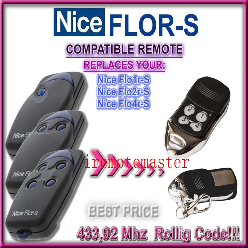 

Nice FLOR-S replacement remote control 433mhz rolling code