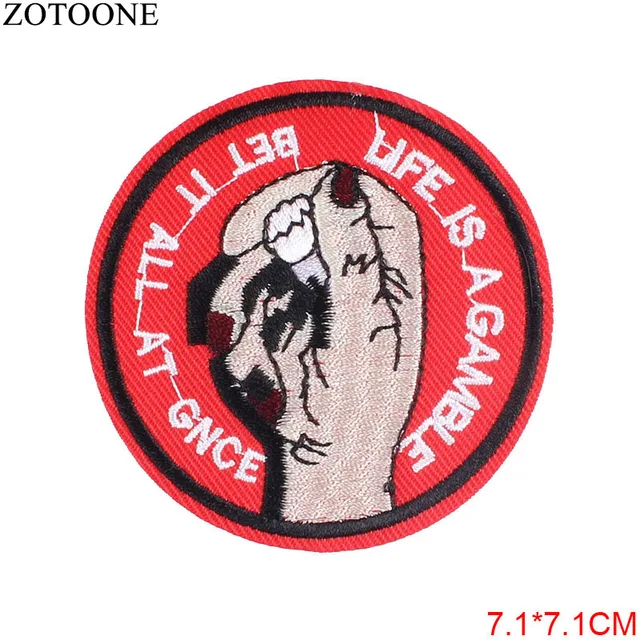 ZOTOONE Round UFO Parches Embroidered Iron on Patches For Clothing DIY Motif Stripes Clothes Stickers Alien Astronaut Badges E 8