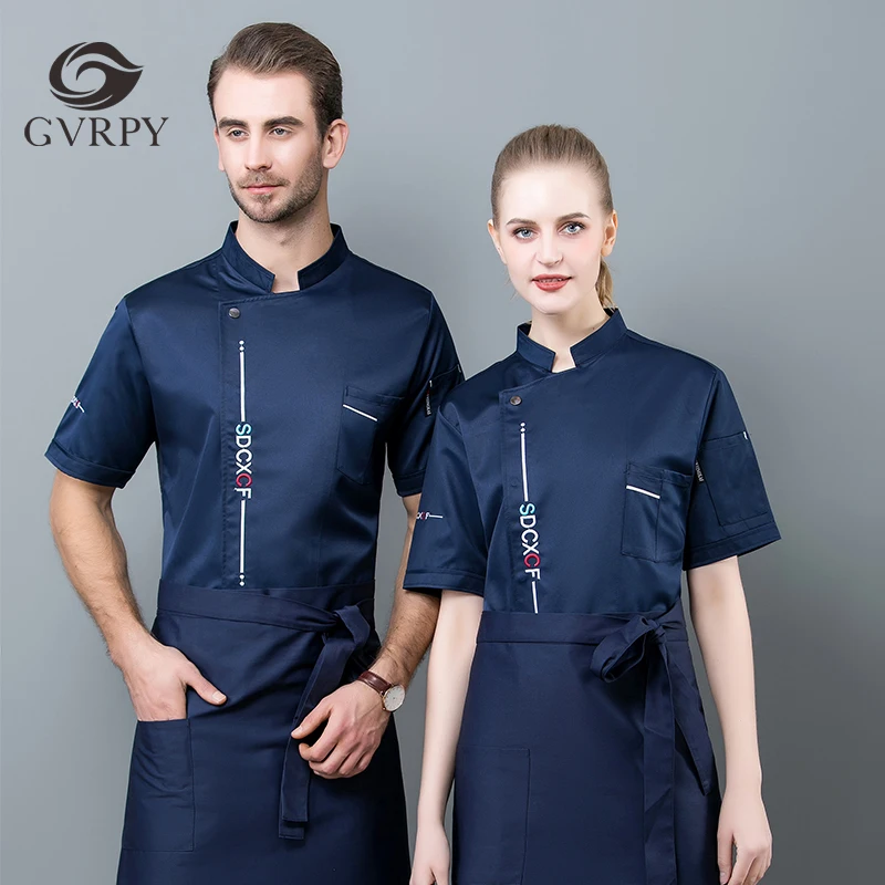 Unisex Breathable Short Sleeve Chef Uniform Summer Kitchen Cooking