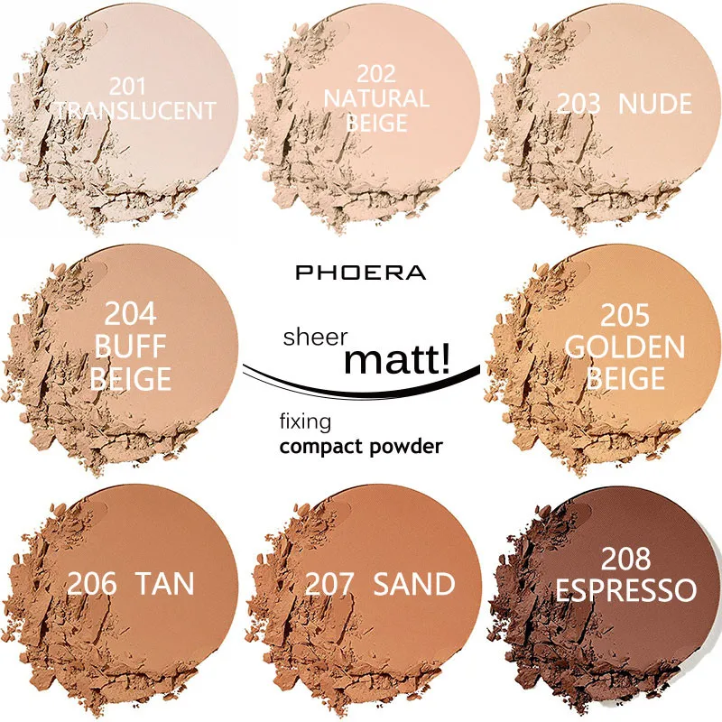 

Brand Professional PHOERA 8 Colors Natural Long Lasting Whitening Concealer Foundation Oil Control Matte Blush Rouge Powder Cake