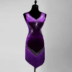 Настроить фиолетовый латинских танцев для женщин латино платье Румба Танцы платья современные Танцы костюмы Женская Латинская Сальса