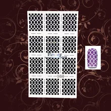 1PC Fishing Net Holo White Nail Art Sticker Stencils PWJV209 Manicure Nail Vinyls UV GEl Gel Polish Airbrush Nail Stamping Foils