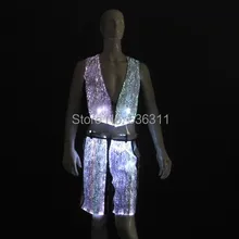 Светящаяся волоконно-оптическая ткань на заказ крутые мужские вечерние танцевальные костюмы одежда для выступлений набор мужской одежды
