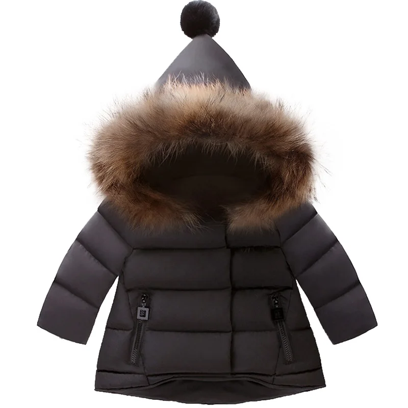 Модные куртки для маленьких девочек и мальчиков зимняя верхняя одежда с мехом детская теплая верхняя одежда с капюшоном, пальто Одежда для мальчиков и девочек одежда для детей возрастом от 12 месяцев до 6 лет