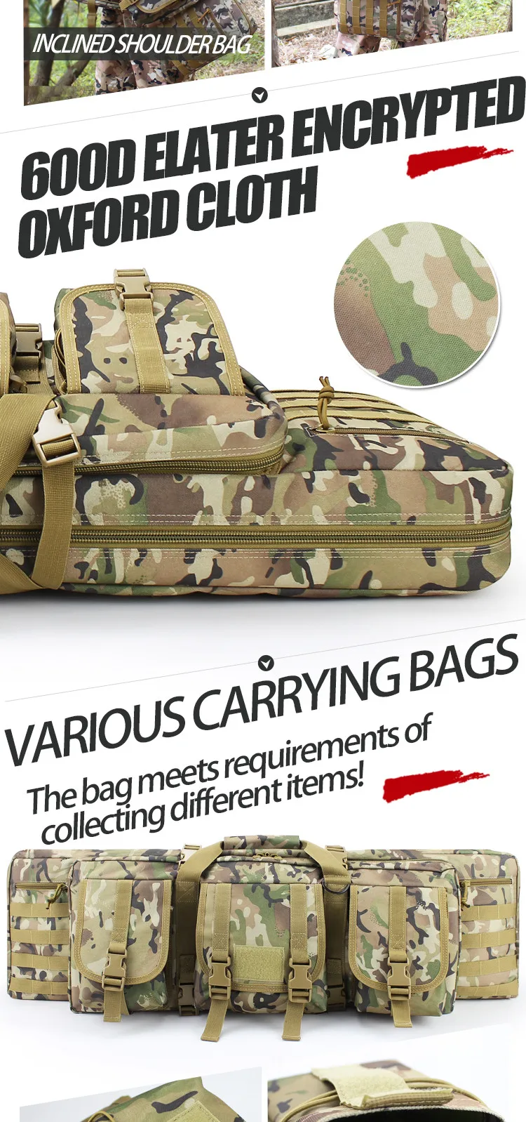 52 дюймовые военные охотничьи спортивные сумки 600D Oxford двойная Функциональная сумка армейский CS пистолет винтовка сумка для воздушного диапазона рюкзак сумка