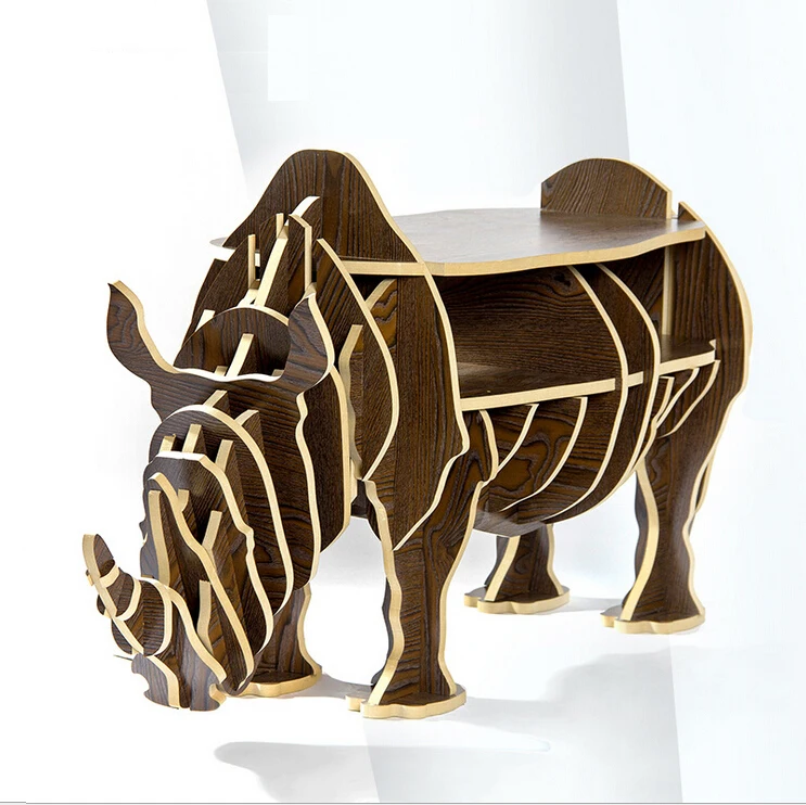 1 set 47*19 Inch MDF DIY Assemble Wooden Rhinoceros Table Bookshelf Cabinet House Furniture