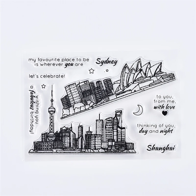 

InLoveArts 11*16cm Sketchy Cities Clear Stamps and Metal Dies Cutting Set for Scrapbooking New 2019 Crafts Stamps and Die Cuts