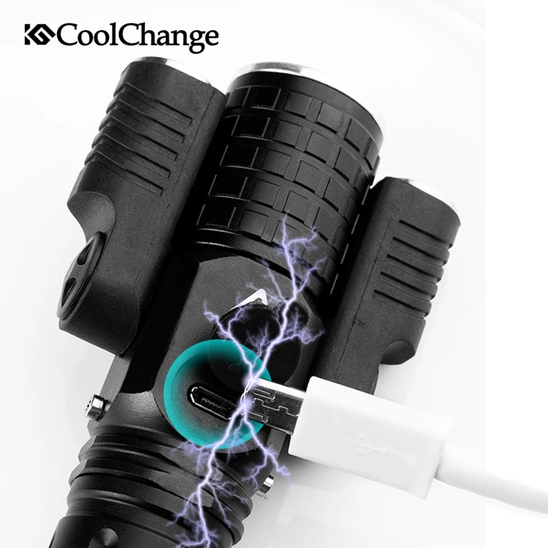 CoolChange Bicycle Light Waterproof 3 Headlights Handlebar Cycling Front Light USB Charging Bike Flashlight Accessories CoolChange Bicycle Light Waterproof 3 Headlights Handlebar Cycling Front Light USB Charging Bike Flashlight Accessories