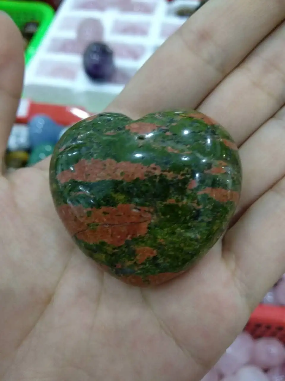 

High quality 100% Natural Unakite Stone Crystal Heart Healing 1pc