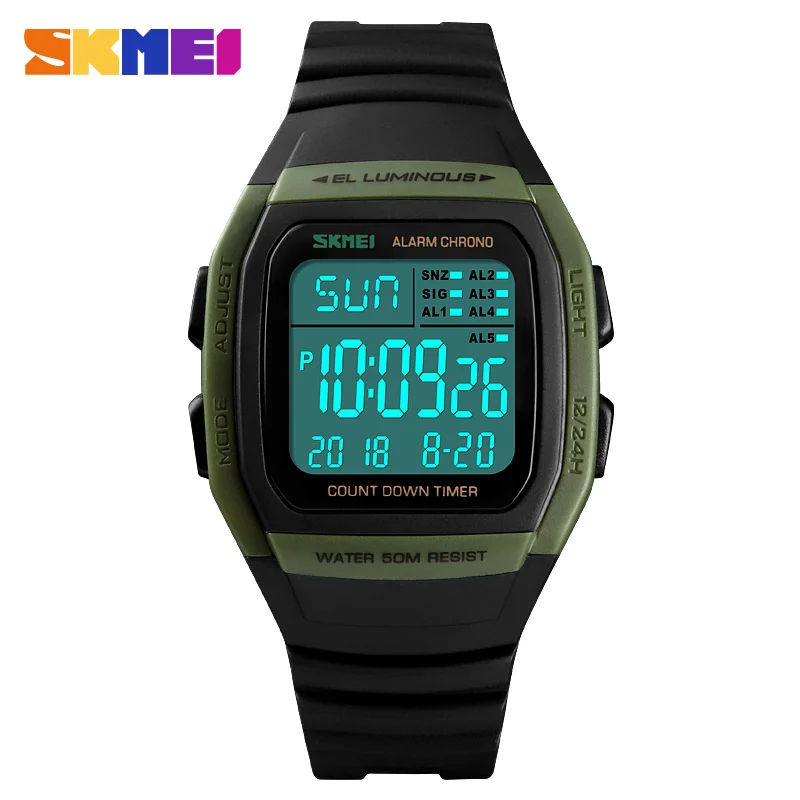 

Men's Watches LED Digital Watch Men Wrist Watch Black Alarm 50m Waterproof Sport Watches For Men Relogio Masculino SKMEI