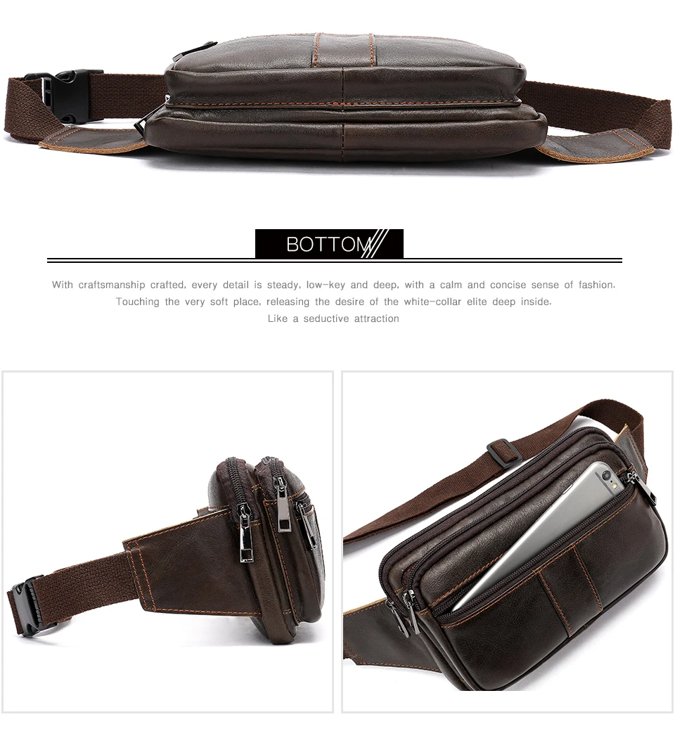 6 male fanny pack men's waist bag belt men leather genuine man belt pouch money belt bum hip bag for men waist pack bags
