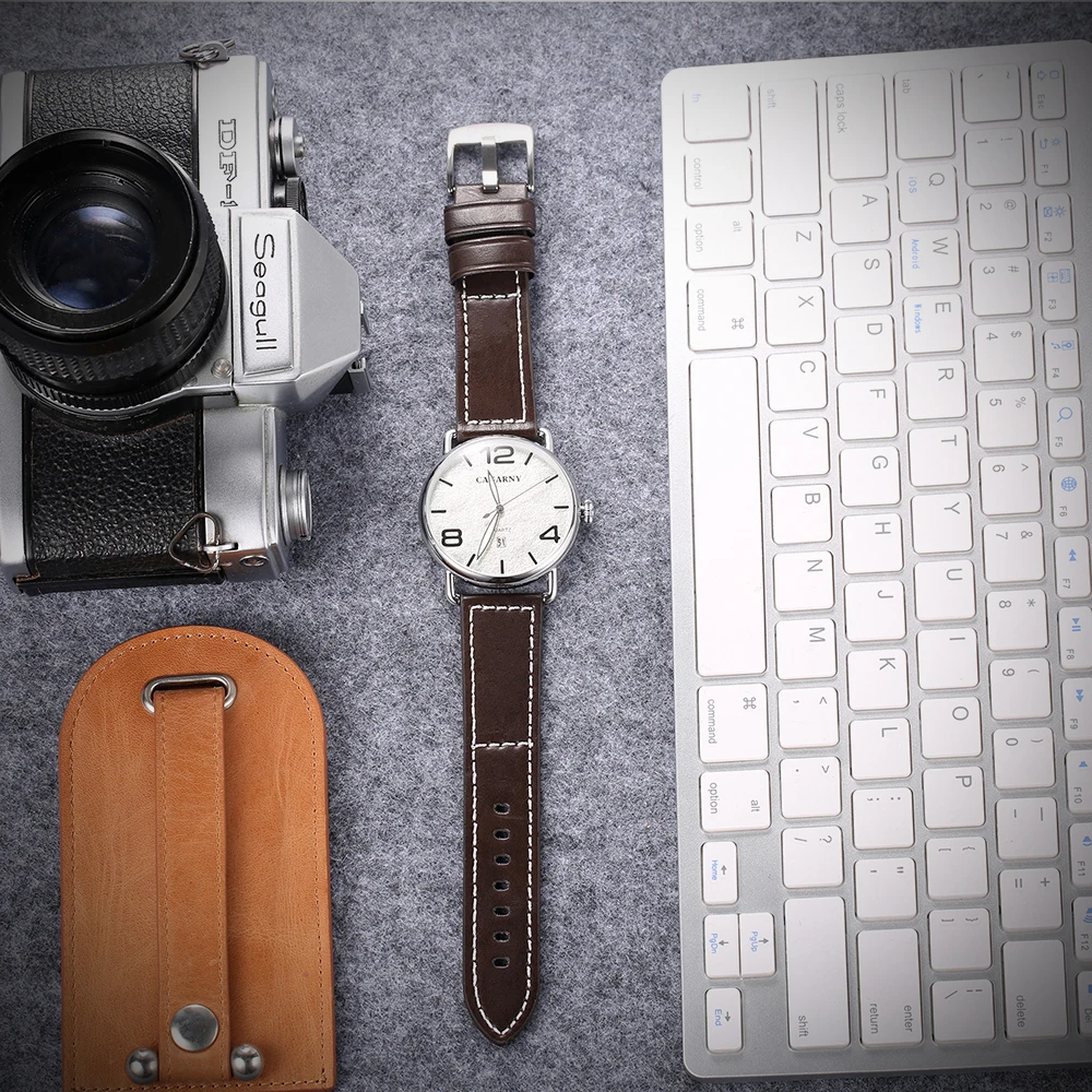 cagarny quartz watch men leather strap bracelet watches drop shipping (8)
