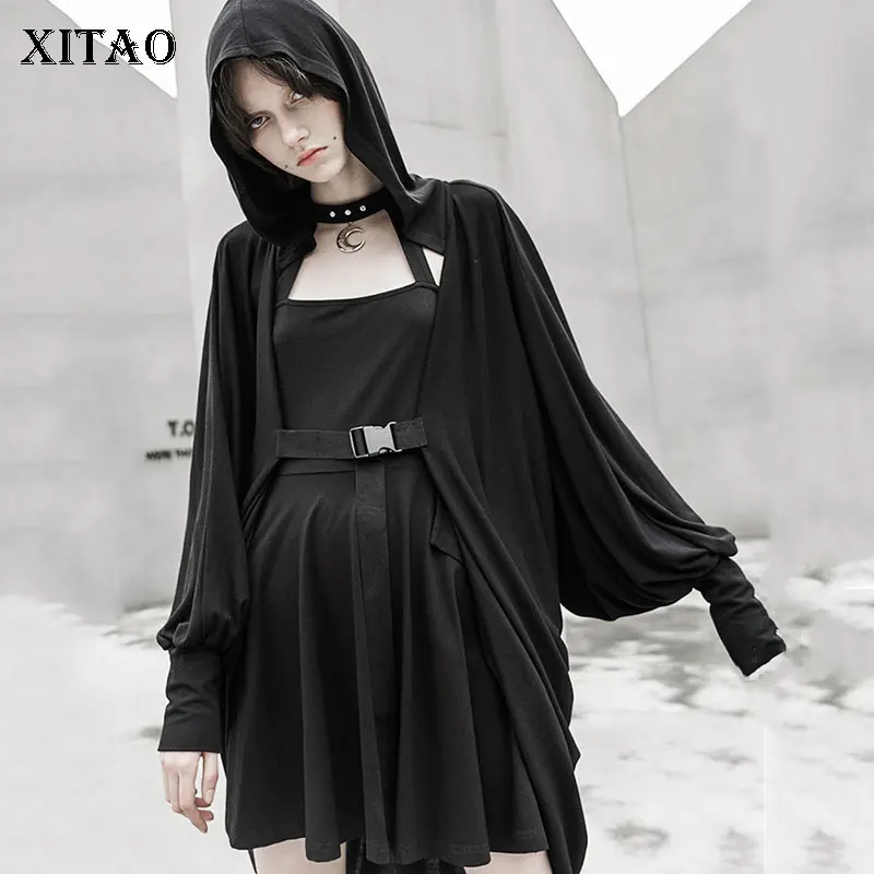 

XITAO Pleated Irregular Sweater Women Korea Fashion New Cardigans Thin Wild Joker Batwing Sleeve Print Pattern 2019 WLD2305