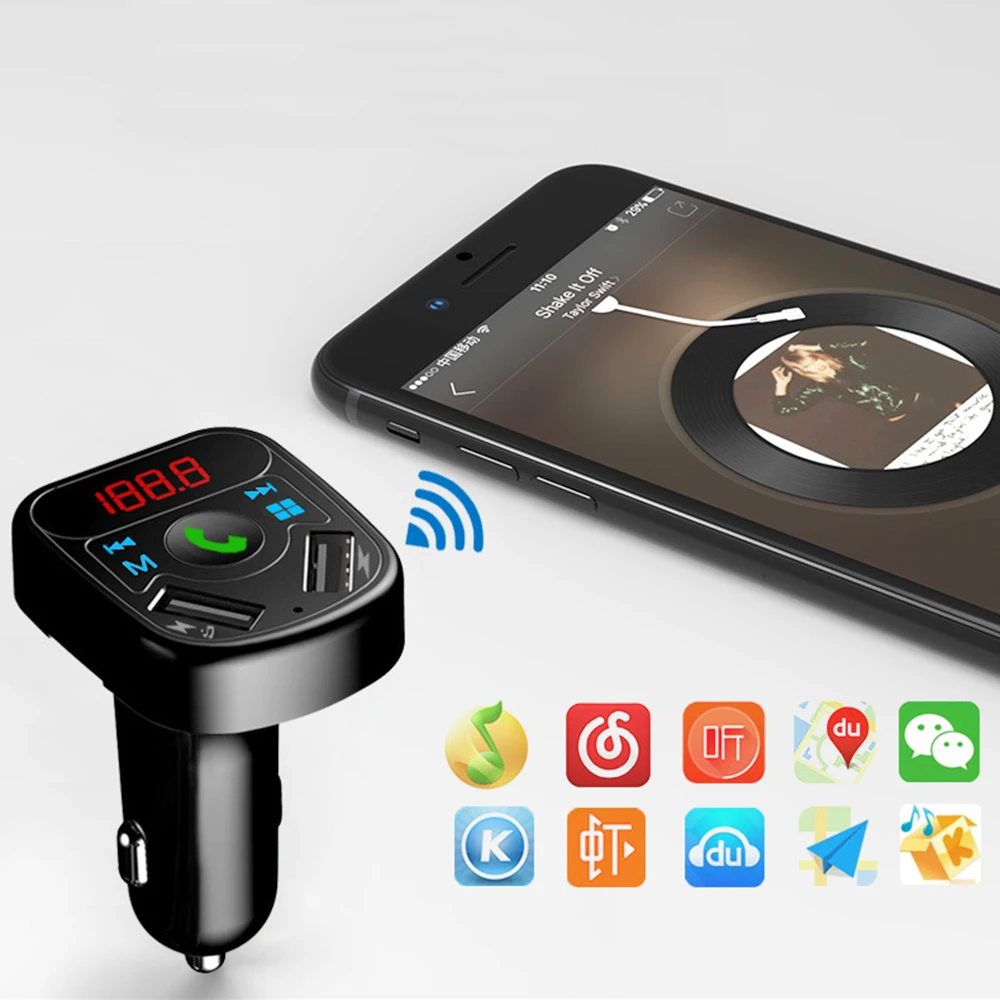 

Bluetooth 5.0 MP3 Player Handsfree Car Kit FM Transmitter support TF Card U disk 3.1A Dual USB Fast Charger Power Adapter