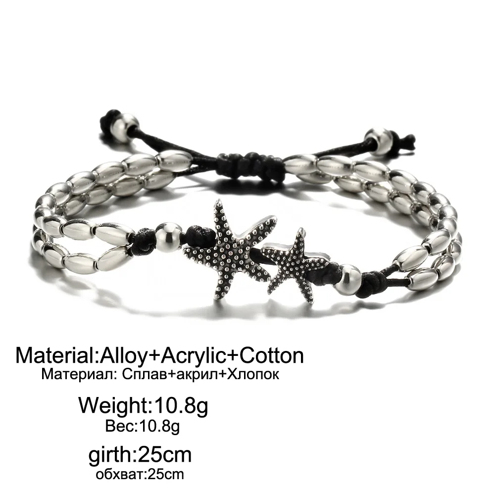 Vintage Bracelet Foot Jewelry Retro Anklet For Women Girls Ankle Leg Chain Charm Starfish Beads Bracelet Beach Jewelry 041