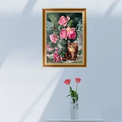 Алмазная живопись «сделай сам» 5D Алмазные цветы кошка вышивка картина вышивки крестом книги по искусству ремесло Домашний декор